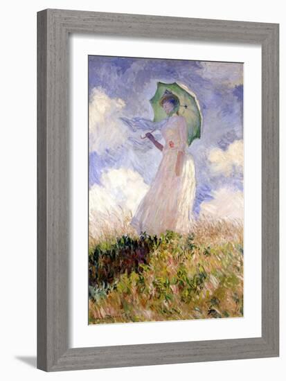 Essai de figure en plein air (1886), Dit femme à l'ombrelle tournée vers la gauche-Claude Monet-Framed Giclee Print