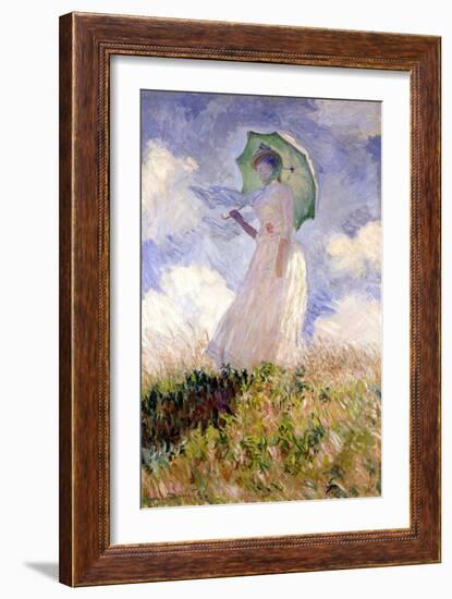 Essai de figure en plein air (1886), Dit femme à l'ombrelle tournée vers la gauche-Claude Monet-Framed Giclee Print