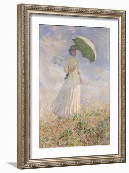 Essai de figure en plein air : femme à l'ombrelle tournée vers la droite-Claude Monet-Framed Giclee Print