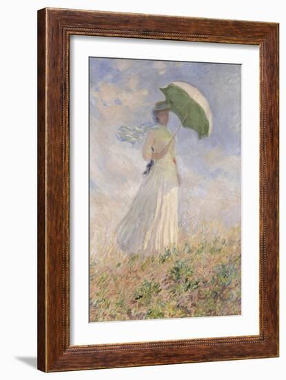 Essai de figure en plein air : femme à l'ombrelle tournée vers la droite-Claude Monet-Framed Giclee Print