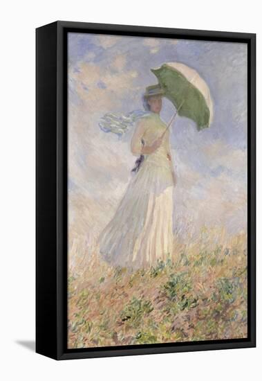 Essai de figure en plein air : femme à l'ombrelle tournée vers la droite-Claude Monet-Framed Premier Image Canvas