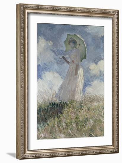 Essai de figure en plein air : femme à l'ombrelle tournée vers la gauche-Claude Monet-Framed Giclee Print