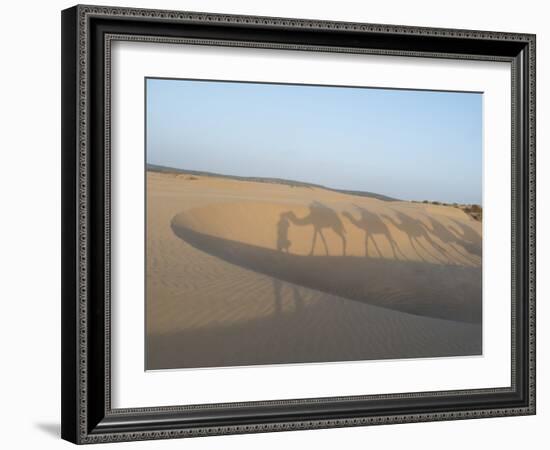 Essaouira Beach Camel Shadows, Morocco, North Africa, Africa-Charles Bowman-Framed Photographic Print