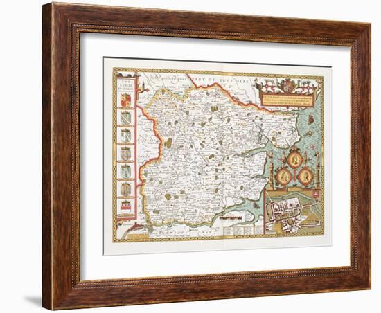 Essex, Engraved by Jodocus Hondius (1563-1612) from John Speed's Theatre of the Empire-John Speed-Framed Giclee Print