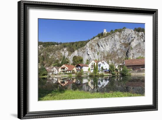 Essing with Castle Randeck Is Reflected at the Altmuehl, Nature Reserve Altmuehl Valley, Germany-Markus Lange-Framed Photographic Print