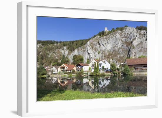 Essing with Castle Randeck Is Reflected at the Altmuehl, Nature Reserve Altmuehl Valley, Germany-Markus Lange-Framed Photographic Print