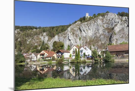 Essing with Castle Randeck Is Reflected at the Altmuehl, Nature Reserve Altmuehl Valley, Germany-Markus Lange-Mounted Photographic Print