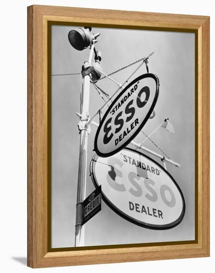 Esso Gasoline Dealer Sign on Chestnut St. in Philadelphia in 1939-null-Framed Stretched Canvas