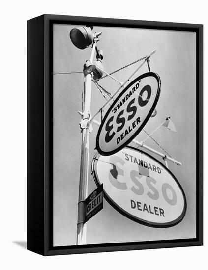 Esso Gasoline Dealer Sign on Chestnut St. in Philadelphia in 1939-null-Framed Stretched Canvas