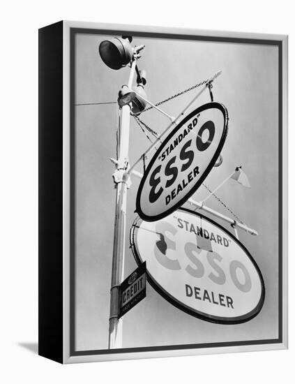 Esso Gasoline Dealer Sign on Chestnut St. in Philadelphia in 1939-null-Framed Stretched Canvas