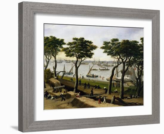 Establishing an Argentine Military Camp Along River Parana, Detail-Candido Lopez-Framed Giclee Print