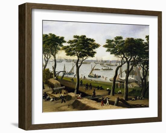 Establishing an Argentine Military Camp Along River Parana, Detail-Candido Lopez-Framed Giclee Print