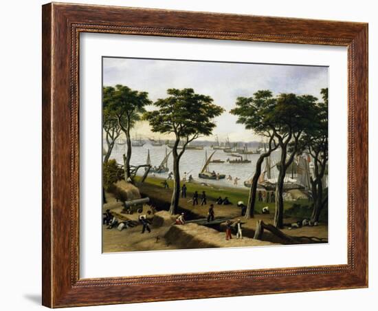 Establishing an Argentine Military Camp Along River Parana, Detail-Candido Lopez-Framed Giclee Print