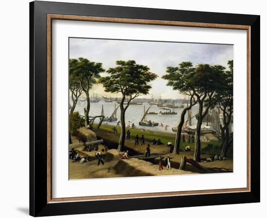 Establishing an Argentine Military Camp Along River Parana, Detail-Candido Lopez-Framed Giclee Print