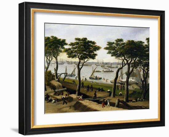 Establishing an Argentine Military Camp Along River Parana, Detail-Candido Lopez-Framed Giclee Print