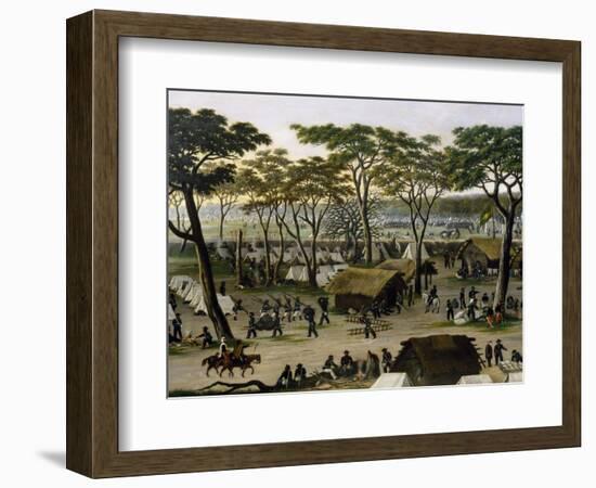 Establishing an Argentine Military Camp Along River Parana, Detail-Candido Lopez-Framed Giclee Print