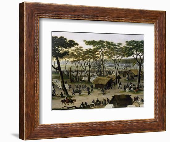 Establishing an Argentine Military Camp Along River Parana, Detail-Candido Lopez-Framed Giclee Print