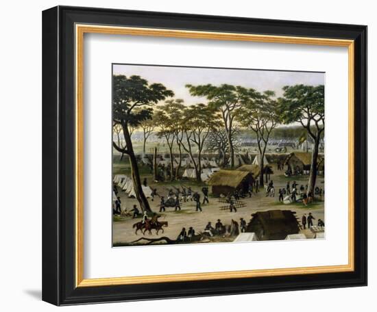 Establishing an Argentine Military Camp Along River Parana, Detail-Candido Lopez-Framed Giclee Print