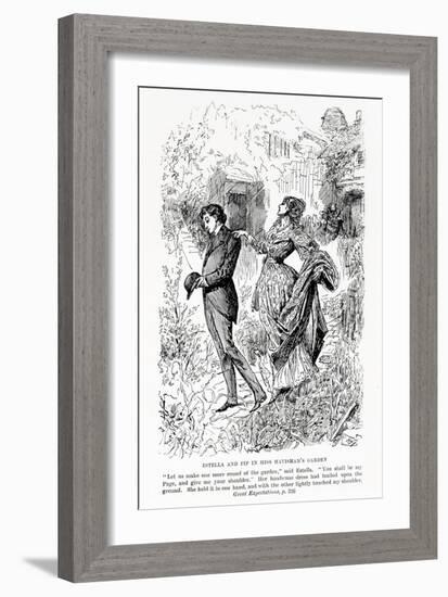 Estella and Pip in Miss Havisham's Garden, Illustration from Great Expectations-Harry Furniss-Framed Giclee Print