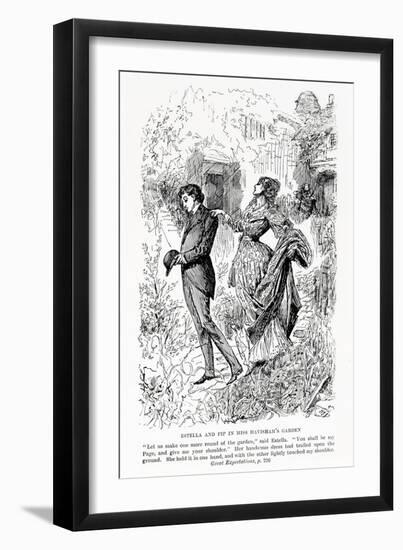 Estella and Pip in Miss Havisham's Garden, Illustration from Great Expectations-Harry Furniss-Framed Giclee Print