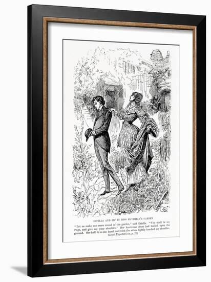 Estella and Pip in Miss Havisham's Garden, Illustration from Great Expectations-Harry Furniss-Framed Giclee Print