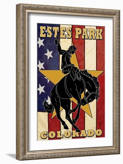 Estes Park, Colorado - Bucking Horse-Lantern Press-Framed Art Print