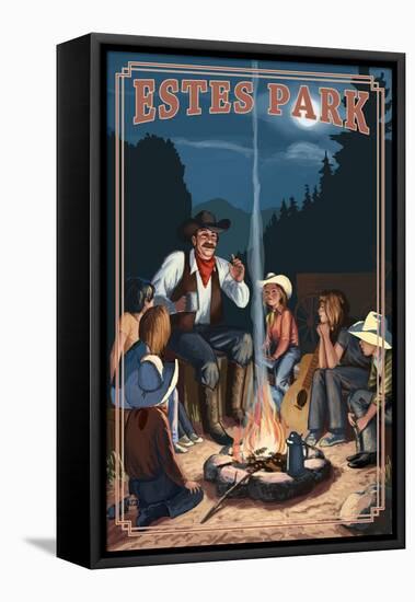 Estes Park, Colorado - Cowboy Campfire Story Telling-Lantern Press-Framed Stretched Canvas