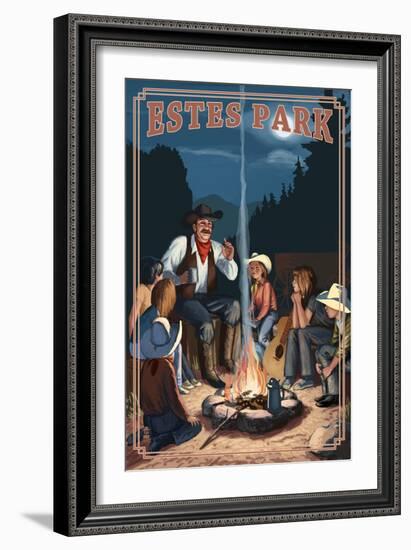 Estes Park, Colorado - Cowboy Campfire Story Telling-Lantern Press-Framed Art Print