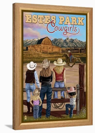 Estes Park, Colorado - Cowgirls-Lantern Press-Framed Stretched Canvas