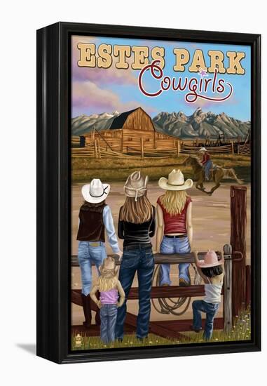 Estes Park, Colorado - Cowgirls-Lantern Press-Framed Stretched Canvas