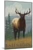 Estes Park, Colorado, Elk Scene-Lantern Press-Mounted Art Print