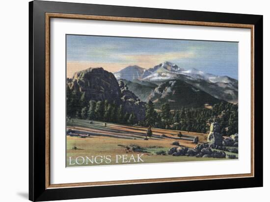 Estes Park, Colorado - Longs Peak View-Lantern Press-Framed Art Print