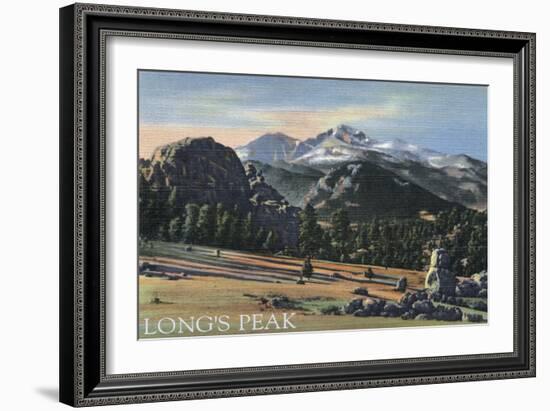 Estes Park, Colorado - Longs Peak View-Lantern Press-Framed Art Print