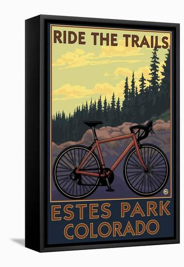 Estes Park, Colorado - Ride the Trails-Lantern Press-Framed Stretched Canvas