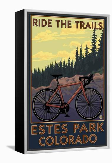 Estes Park, Colorado - Ride the Trails-Lantern Press-Framed Stretched Canvas