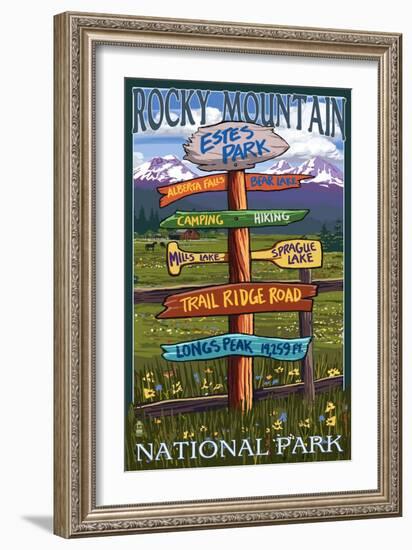 Estes Park, Colorado - Sign Destinations No.2-Lantern Press-Framed Art Print