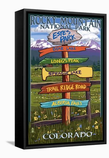 Estes Park, Colorado - Sign Destinations-Lantern Press-Framed Stretched Canvas