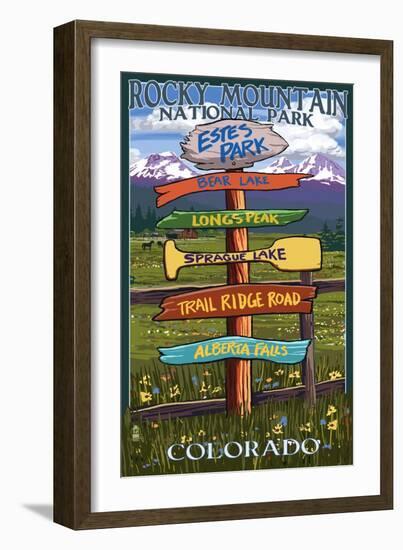 Estes Park, Colorado - Sign Destinations-Lantern Press-Framed Art Print