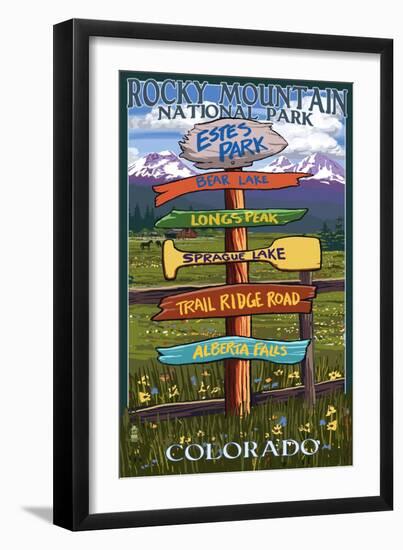 Estes Park, Colorado - Sign Destinations-Lantern Press-Framed Art Print