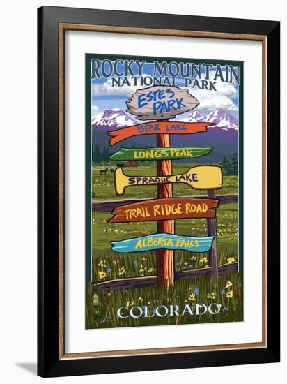 Estes Park, Colorado - Sign Destinations-Lantern Press-Framed Art Print