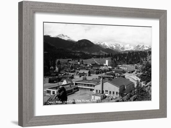 Estes Park, Colorado - Snowy Mountains from Town-Lantern Press-Framed Art Print