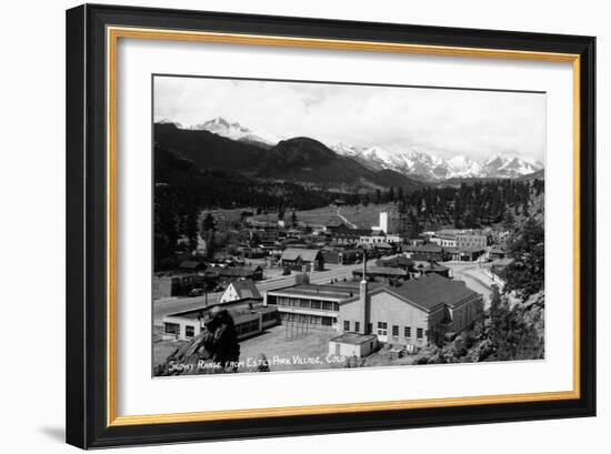 Estes Park, Colorado - Snowy Mountains from Town-Lantern Press-Framed Art Print