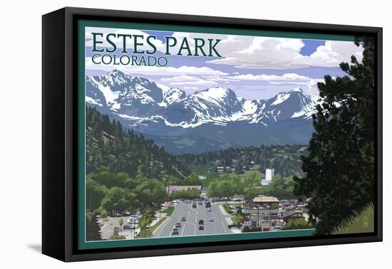 Estes Park, Colorado - Town Scene-Lantern Press-Framed Stretched Canvas