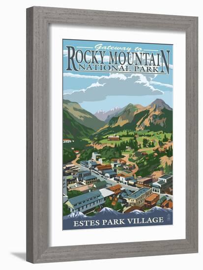 Estes Park Village, Colorado - Town View-Lantern Press-Framed Art Print