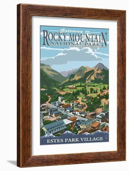 Estes Park Village, Colorado - Town View-Lantern Press-Framed Art Print