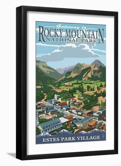 Estes Park Village, Colorado - Town View-Lantern Press-Framed Art Print