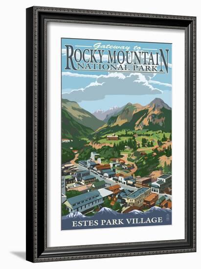 Estes Park Village, Colorado - Town View-Lantern Press-Framed Art Print