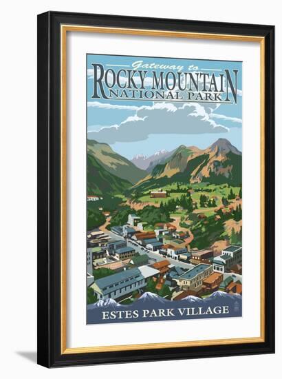 Estes Park Village, Colorado - Town View-Lantern Press-Framed Art Print