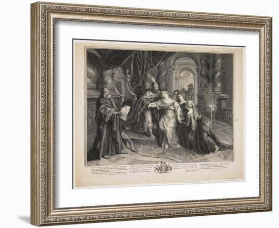 Esther before Ahasuerus, C.1705-Gérard Audran-Framed Giclee Print