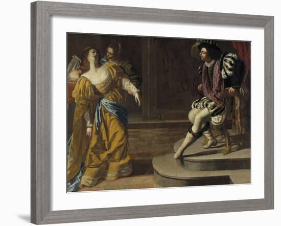 Esther before Ahasuerus-Artemisia Gentileschi-Framed Premium Giclee Print